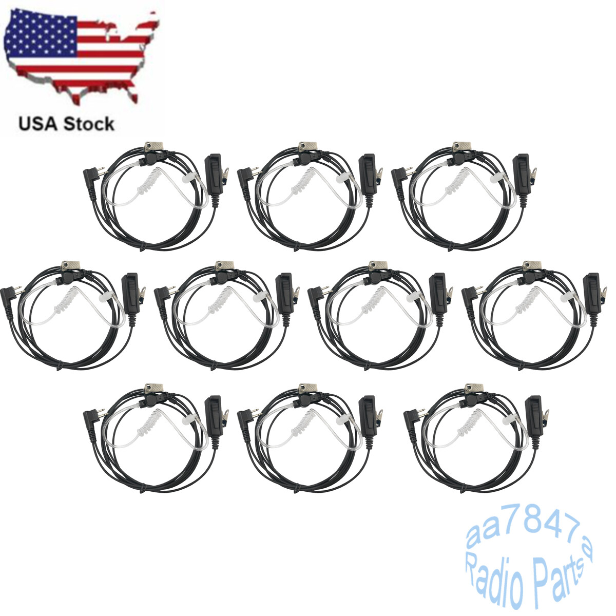 2 WIRE SURVEILLANCE MIC EARPIECE FOR CP200 PR400 EP450 RADIO HEADSET 10X