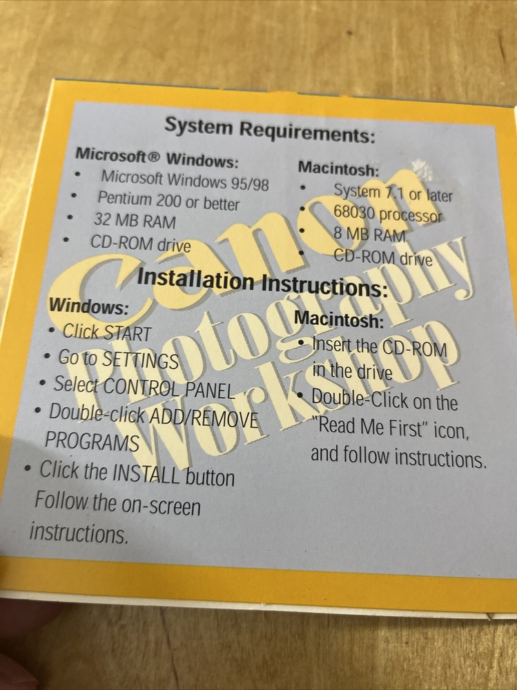 Canon Photography Workshop CD ROM Disc Only 2000