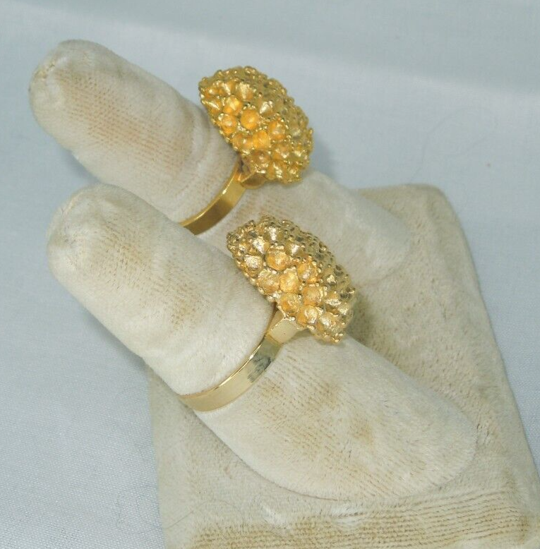 2 Ring Blanks Settings Cabochon Adjustable Gold Plated Brass NEW 86V