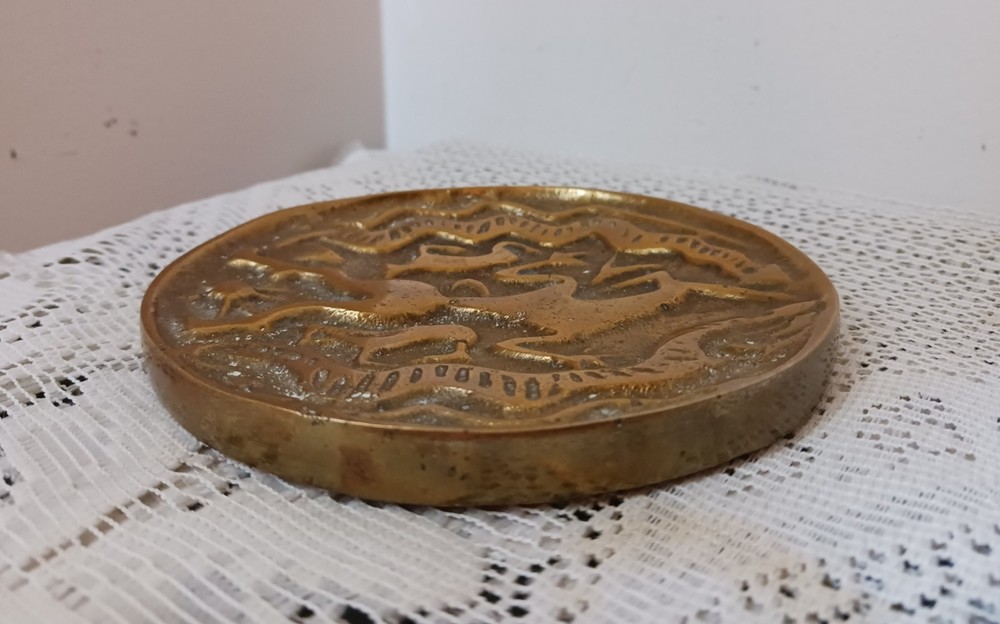 Antique Rare 15 oz. Solid Brass Middle Eastern Paperweight