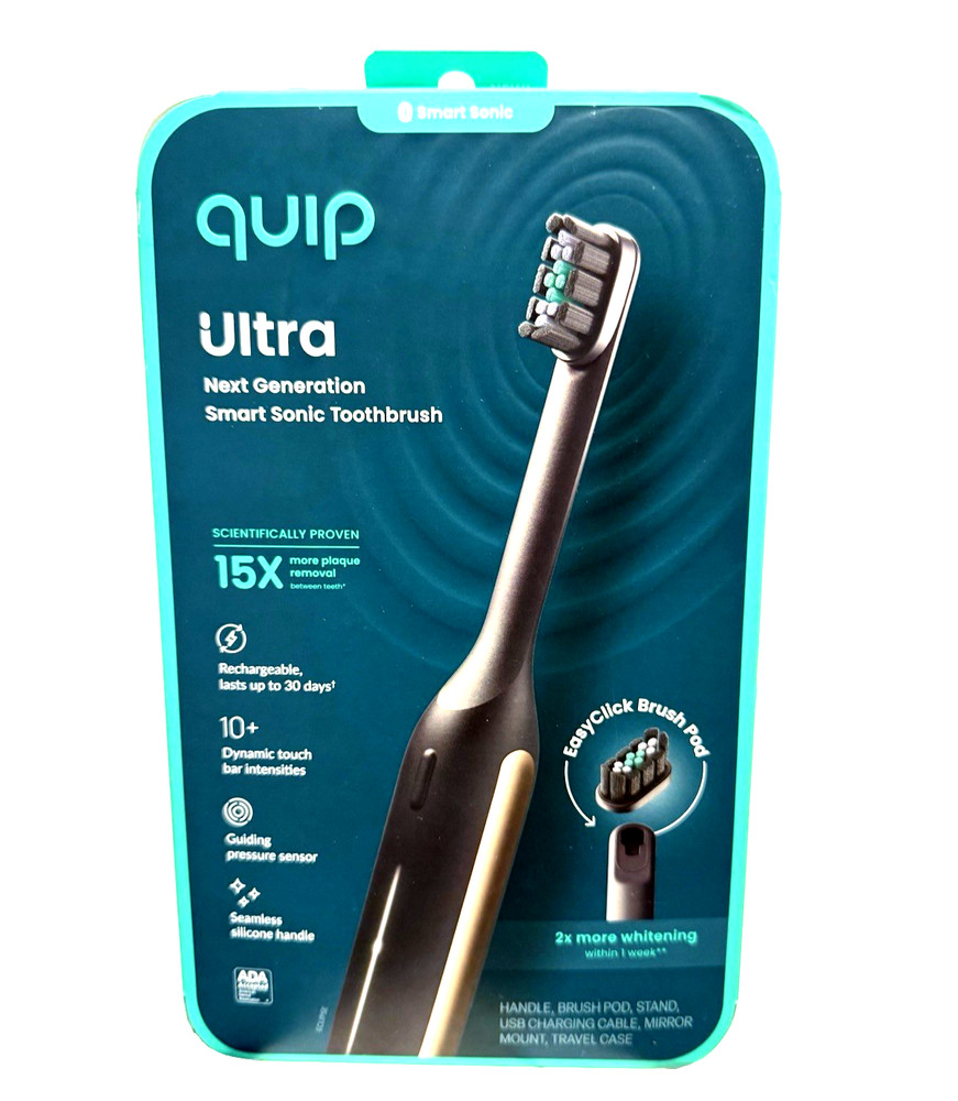Quip Ultra Next Generation Smart Sonic Electric Toothbrush - Onyx.  NIB.