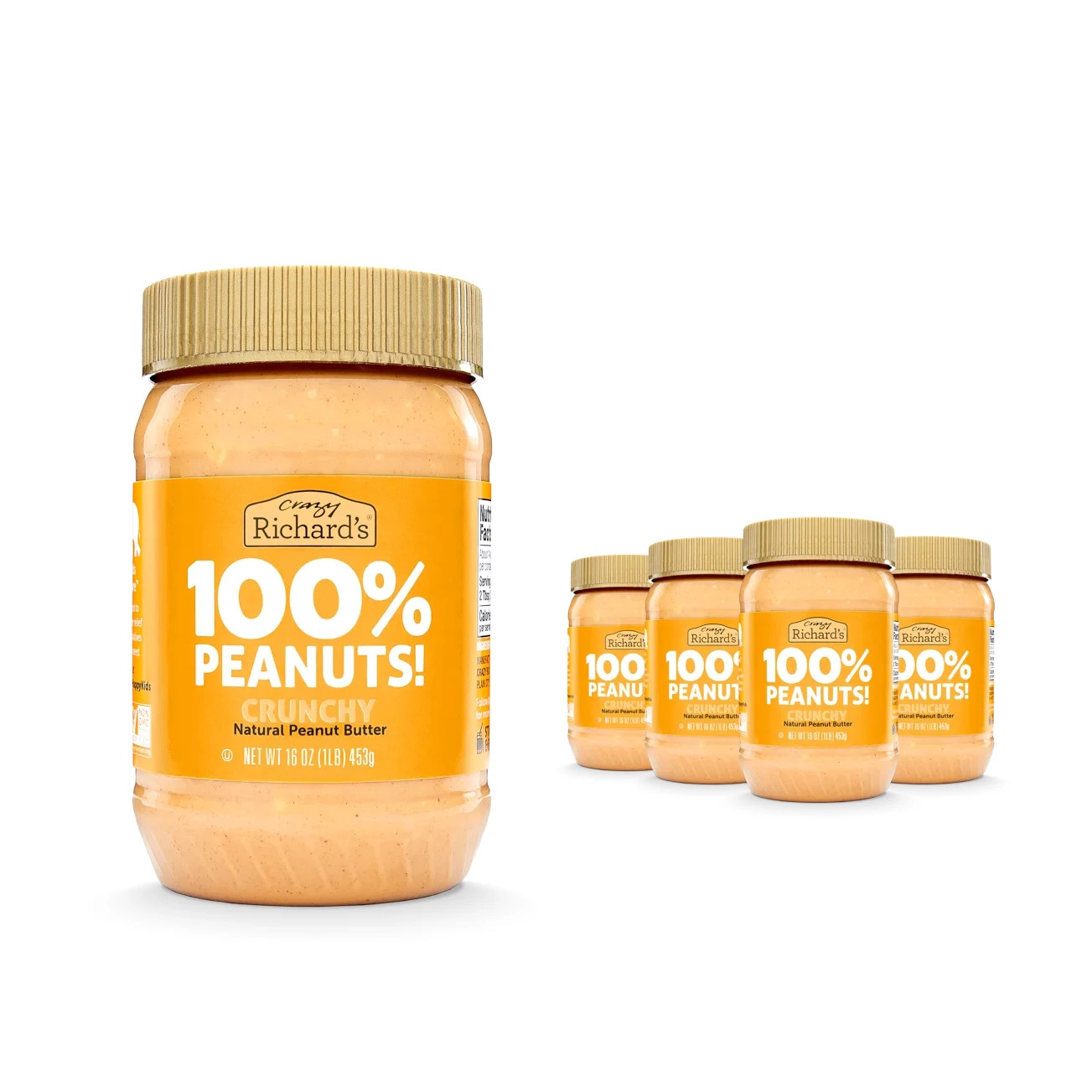 Crazy Richard’s Crunchy Peanut Butter 16oz Jars (2-Pack) | 100% Peanuts, Natural