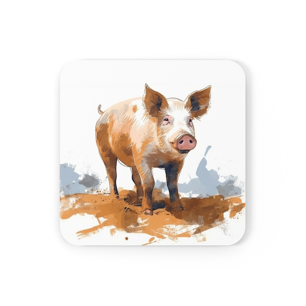 Rustic Pig Cork Coaster Set | Simply Rustic Collection