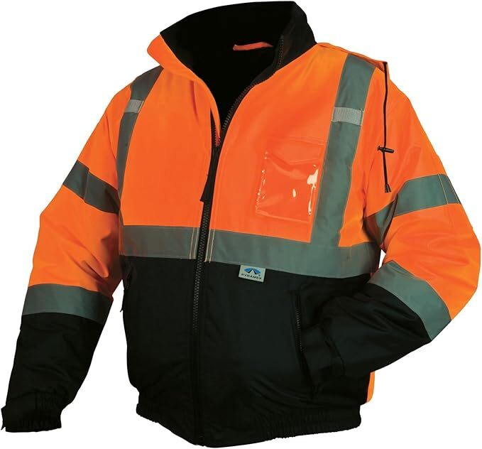 HIGH VISIBILITY ORANGE CLASS 3 REFLECTIVE INSULATED BOMBER WORK SAFETY JACKET