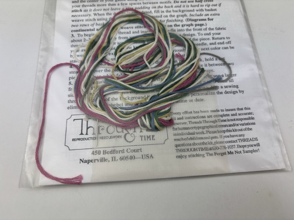 Threads Through Time The Forget Me Not Sampler Needlepoint Pattern Kit 6S