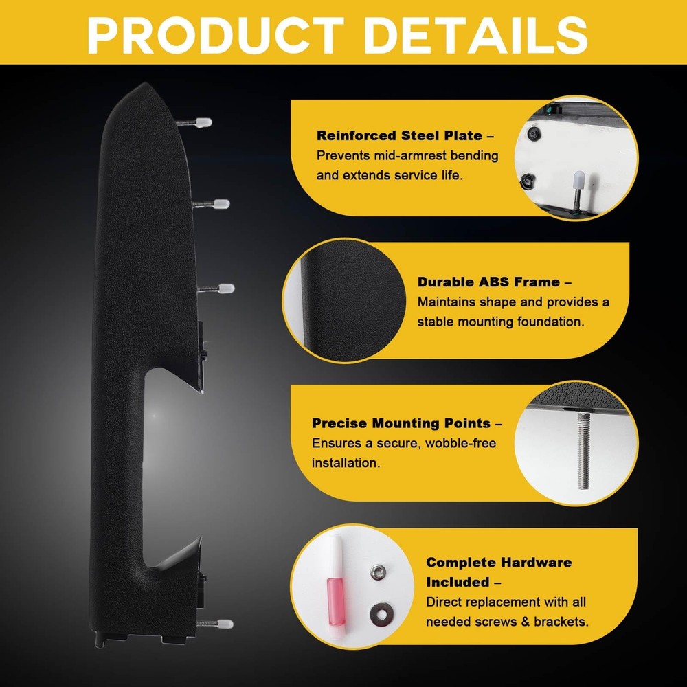 LLYZFED 22818465 Front Left Driver Side Armrest Side, Black