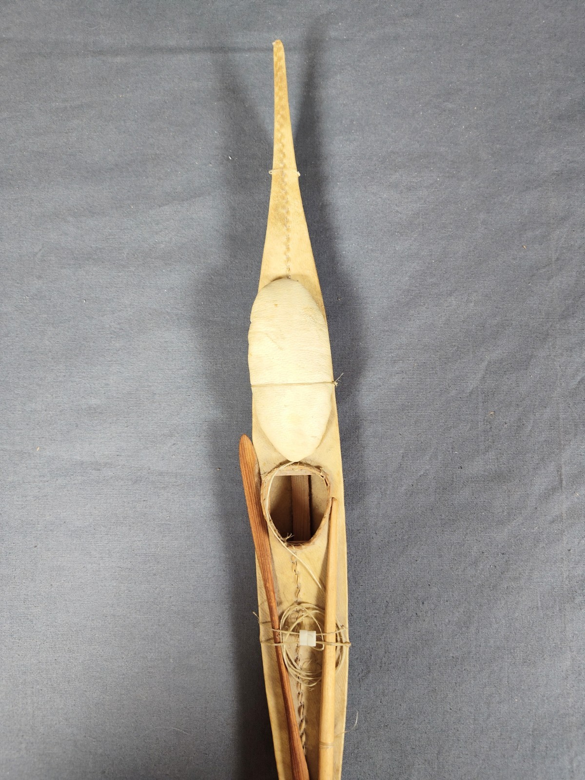 Antique Inuit Kayak Model c. 1900-1920 Authentic Detailed Handcrafted Piece 20"