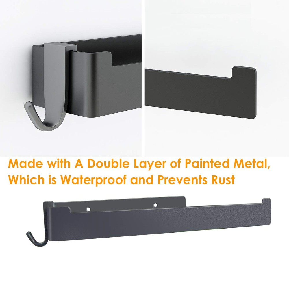 2 Pack Black Hanger Organizer Stacker, Metal Rack, Drilling Installation
