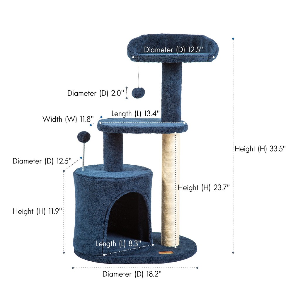 Small Cat Tree Tower for Kittens Multi-Level Condo Scratching Post ClevaHome