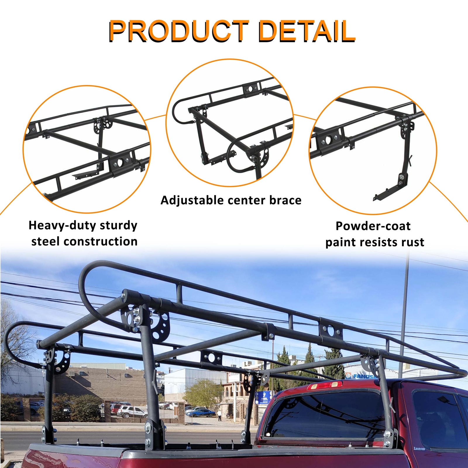 Adjustable Full Size Bed Truck Trunk Ladder Rack Pick Up Lumber Kayak Utility