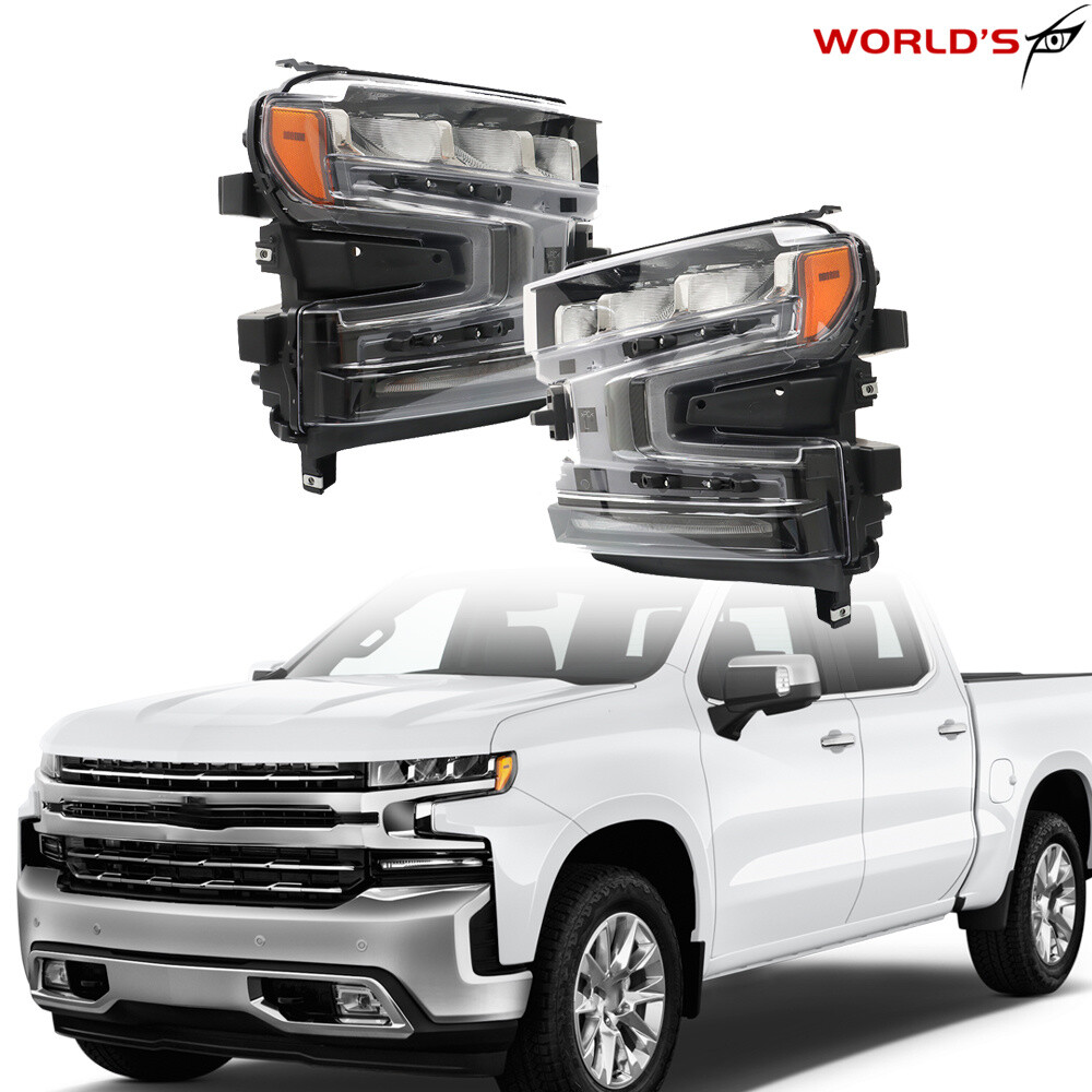 For 2019-2021 Chevy Silverado1500 LH&RH Headlights Assembly LED W/Halogen Signal