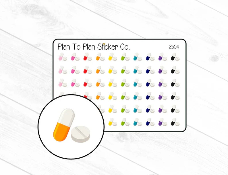 2504~~Medication/Pill Tracker Planner Stickers.