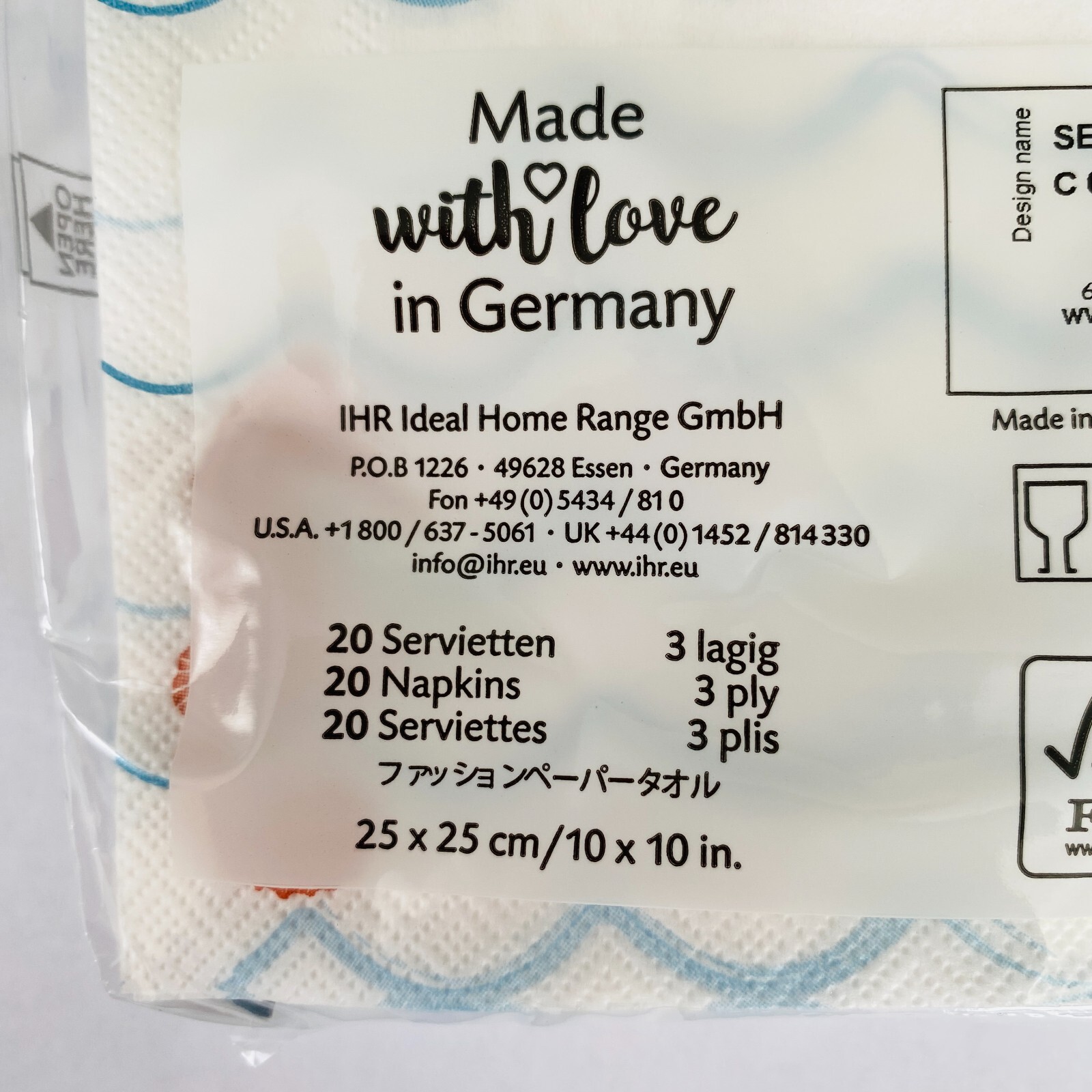 IHR Cocktail Napkins 3-Ply Paper Napkin 20-Count Coastal Seahorse Waves