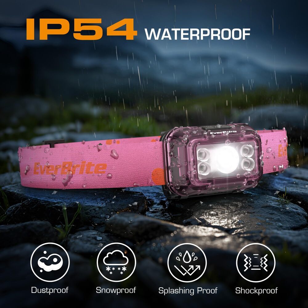 EverBrite 2Pack Rechargeable LED Headlamp 120° Adjustable Headlight 5 Light Mode