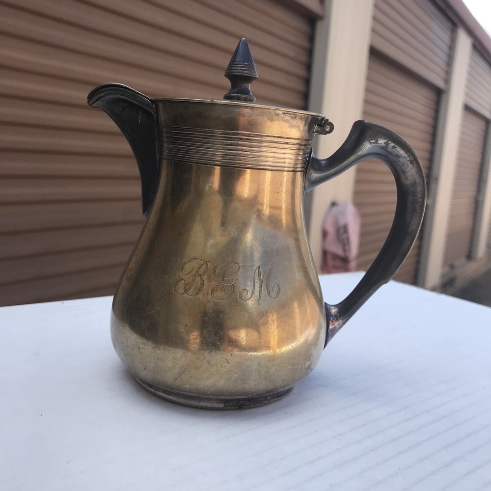 Reed & Barton Silverplate?? Two Tone Pitcher Monogram "BGM" 6"