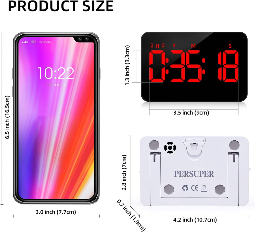 Kitchen Digital Timer, Count Down Up, Rechargeable, Vibration Mode Adjustable Vo