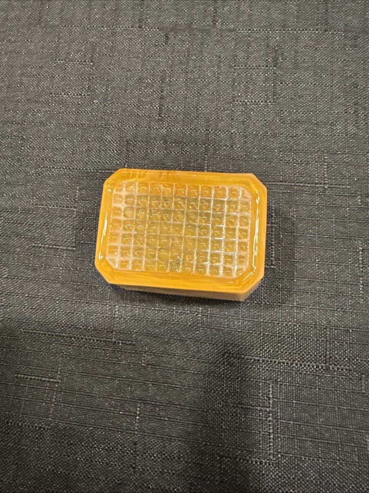 Vintage Rectangular Open Salt Dip Signed E.E. With Beveled Corner Golden Agate