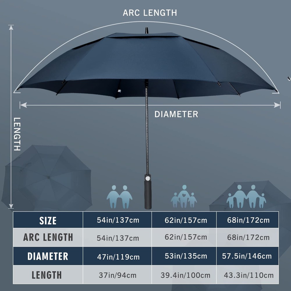 Golf Umbrella Large Windproof Double Canopy Auto Open