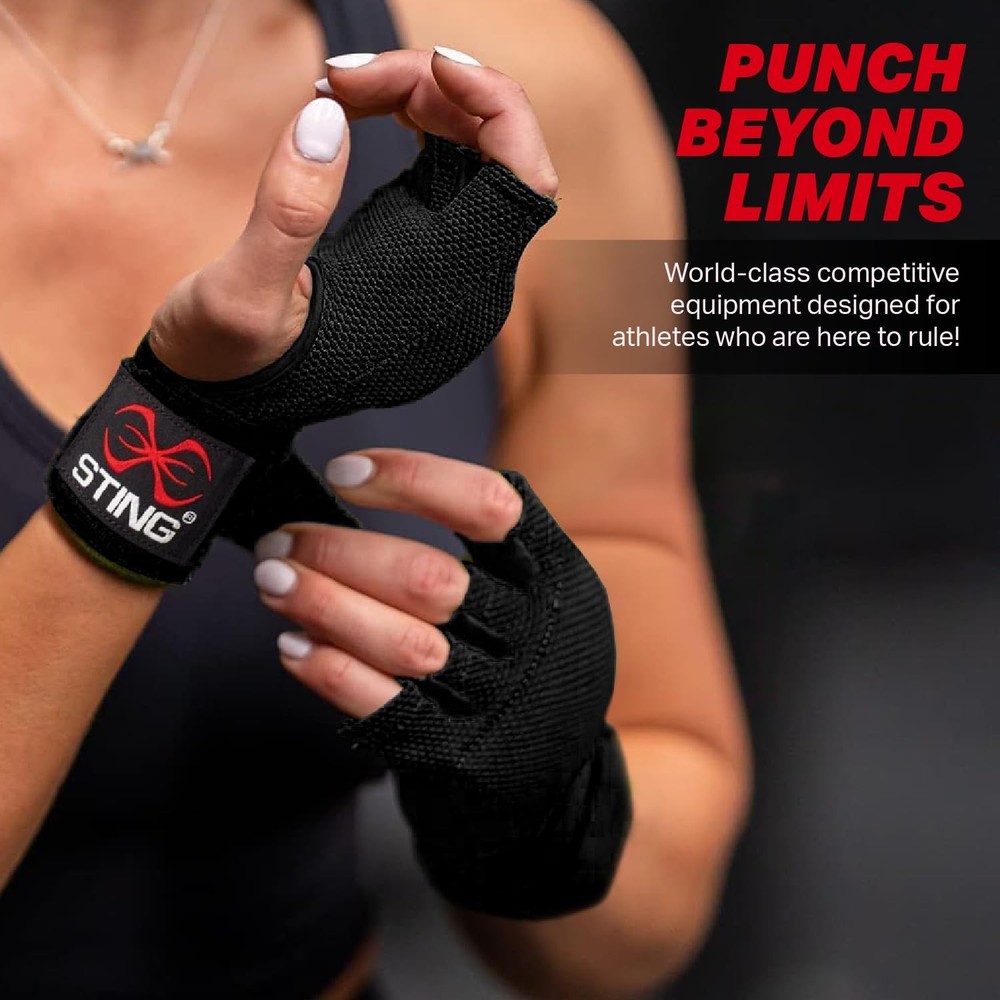 STING Quick Boxing Hand Wrap Gloves - Elastic Compression & Knuckle Padding -...