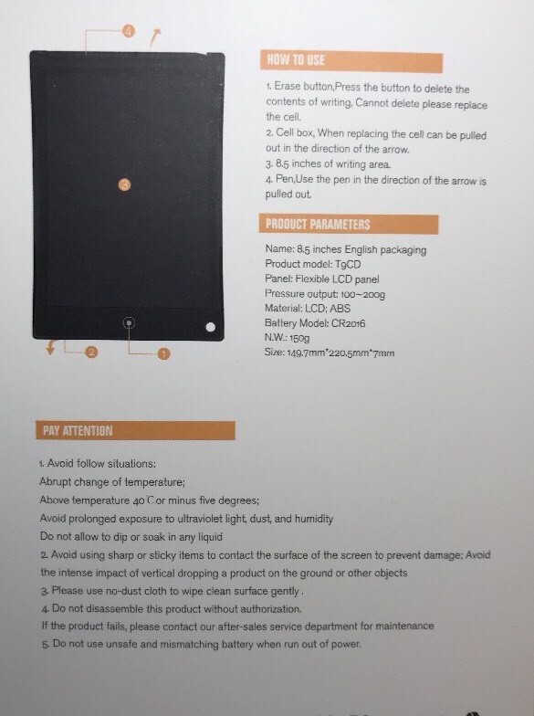 8.5'' Digital LCD Writing Tablet Paperless Notepad Electronic Drawing Pad Board