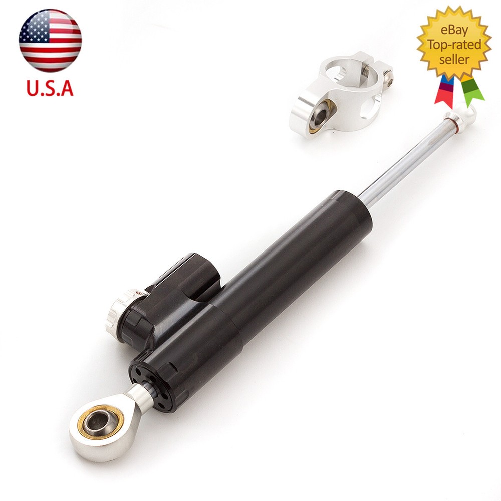 CNC Steering Damper Linear Stabilizer Reversed Safety Control Shock black+silver