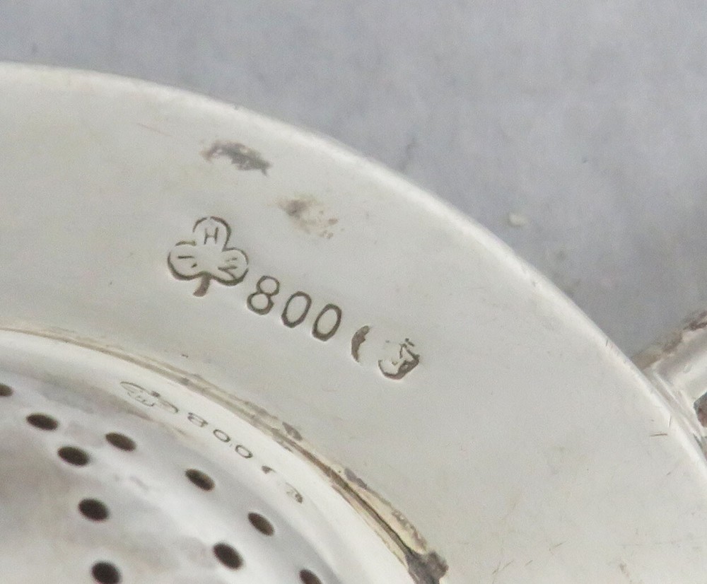VINTAGE .800 CONTINENTAL SILVER TEA STRAINER