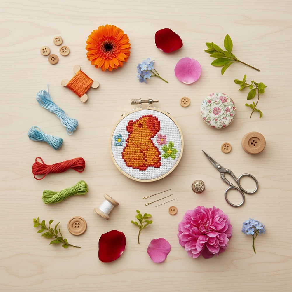 Capybara Cross Stitch Embroidery Kit