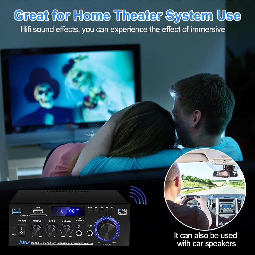 HiFi Stereo Mini Amplifier Receiver with Bluetooth 5.0