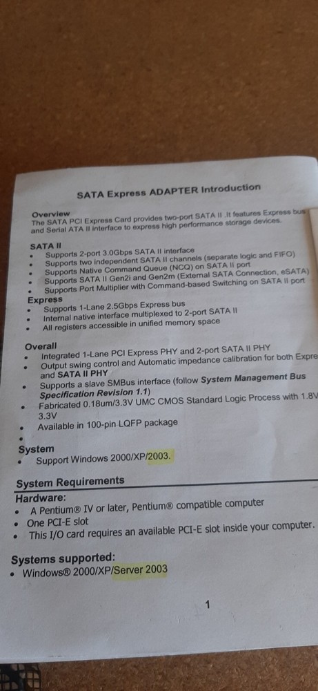 2-Port SATA RAID Controller PCIe (Windows)