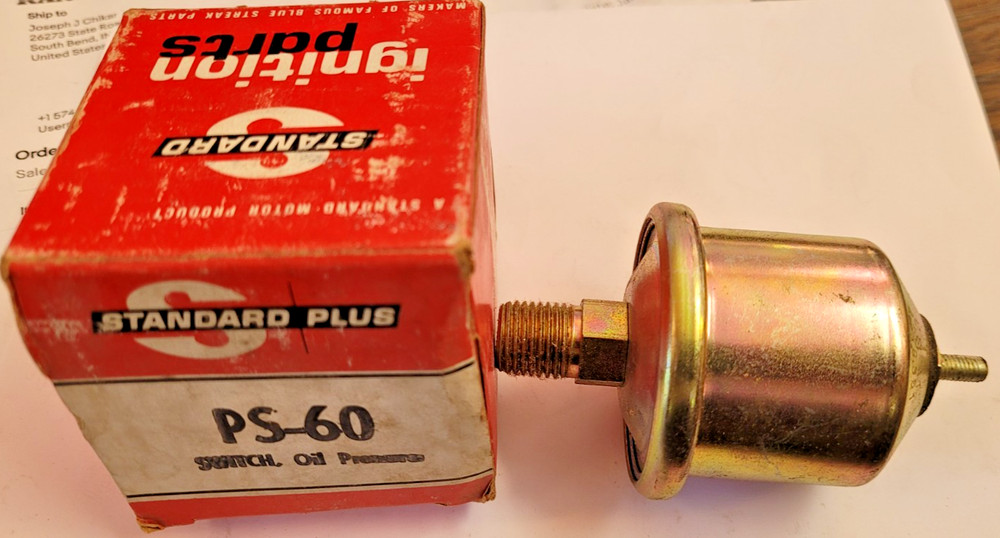 Engine Oil Pressure Switch Standard PS-60 or NAPA Echlin Equivalent