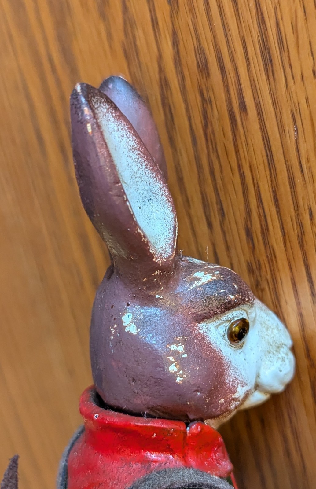 Vintage Cast Iron Door Stop Garden Figurine Rabbit Painted Bunny Easter 9"