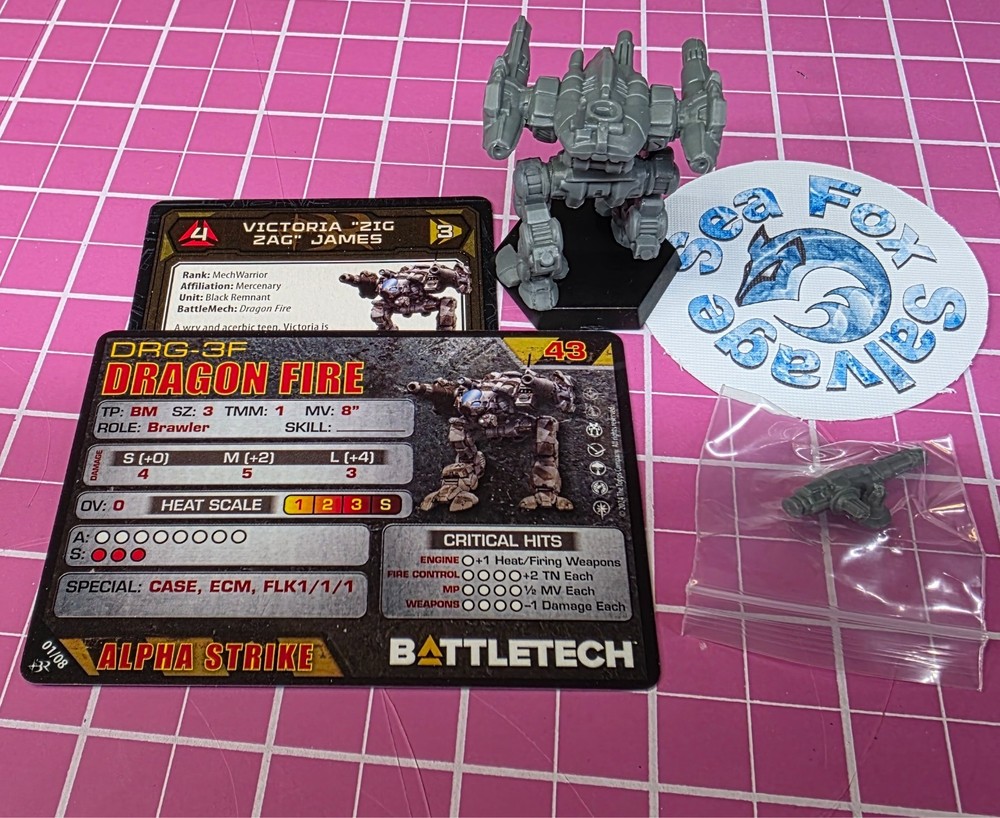 BattleTech Dragon Fire Mech -- Black Remnant Command Lance + Cards