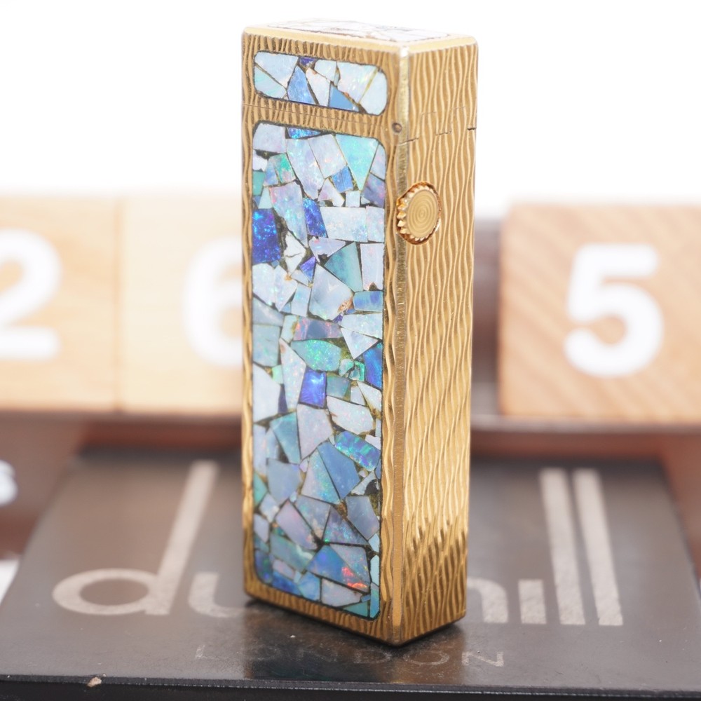 Dunhill Lighter Gold Wav Opal Pattern _Ultrasonically Cleaned_Working