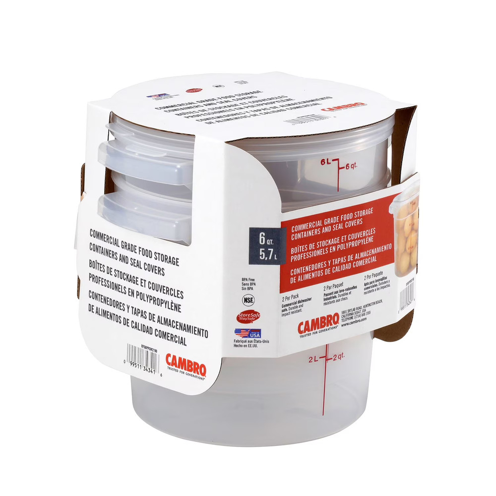 Cambro Round Translucent Container with Lid (6 qt., 2 pk.)