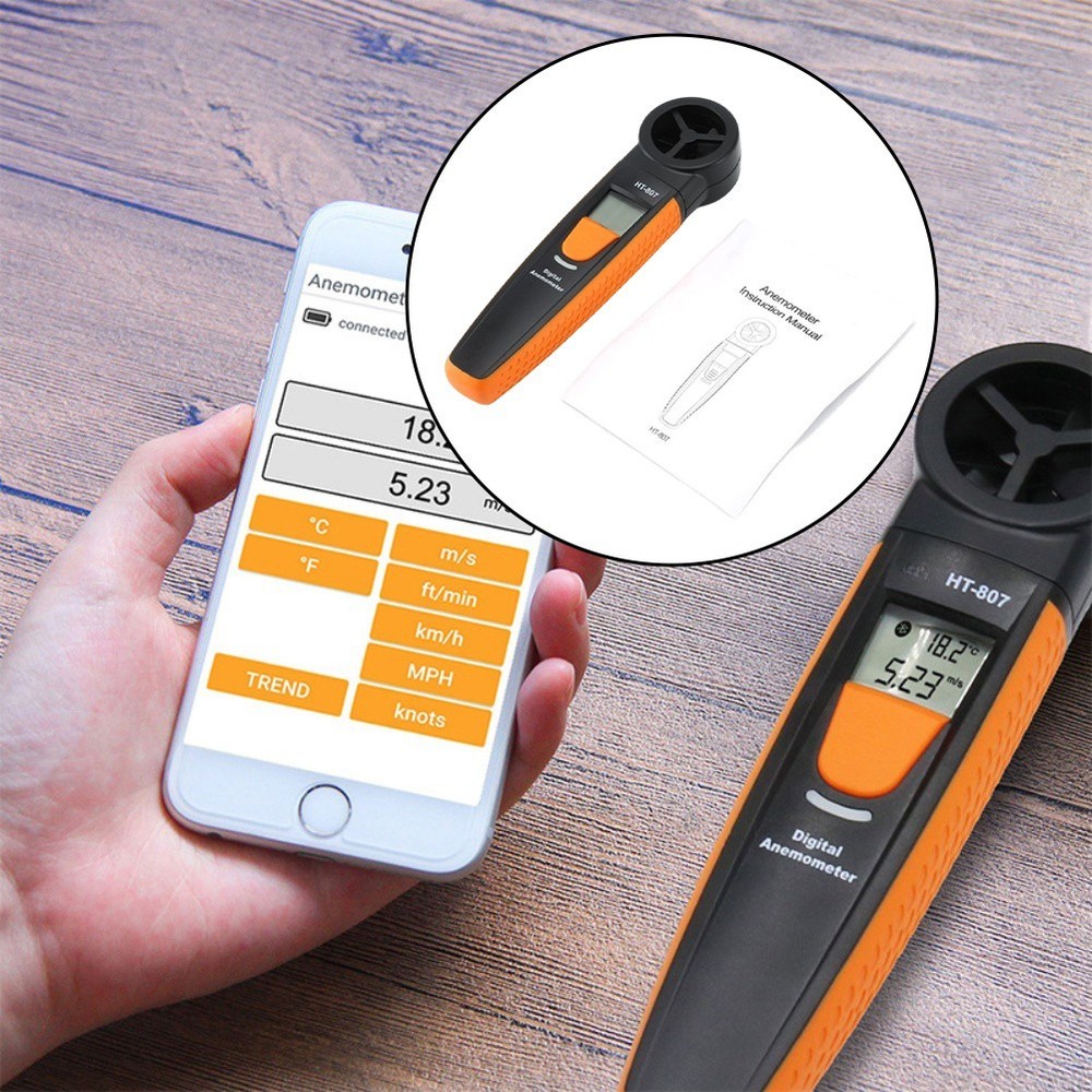 Compact Digital Anemometer with Backlight Display HT807 for Outdoor Use