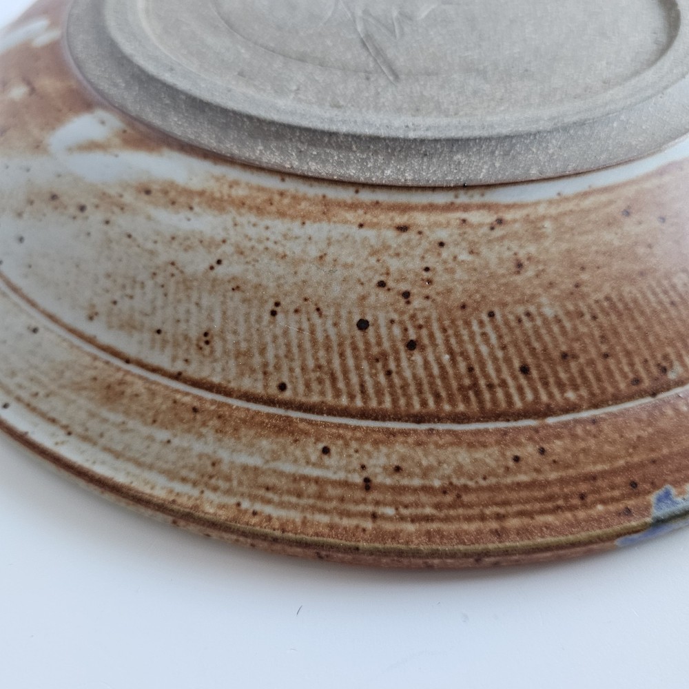 Vintage Studio Pottery Plate Signed Handmade Stoneware 10” Abstract Glaze