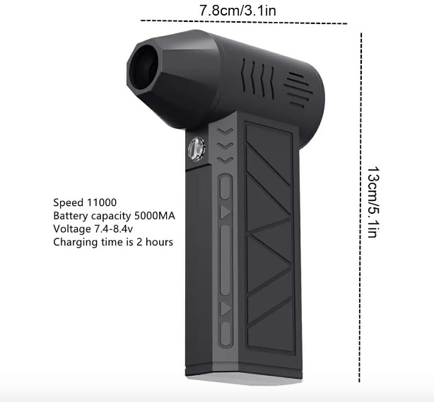 Compressed Air Duster Mini Blower with LED Light, 130,000 RPM, 3 Speed new