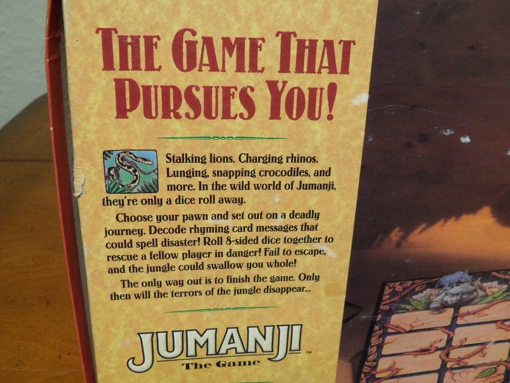 Jumanji 1995 Board Game 98% Complete Missing 1 Pawn