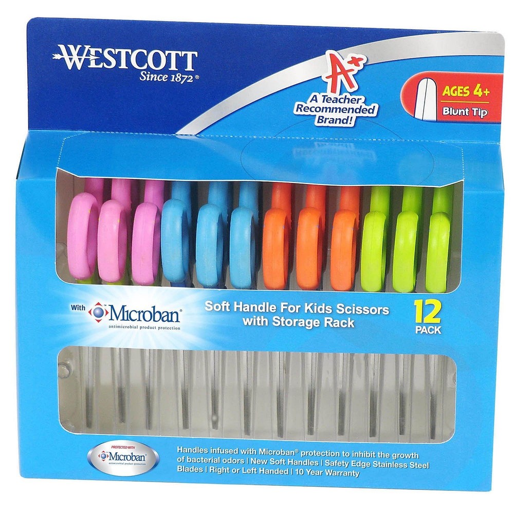 WESTCOTT 5" KID'S BLUNT-TIP SCISSORS W/MICROBAN (12 COUNT) 4 BOXES