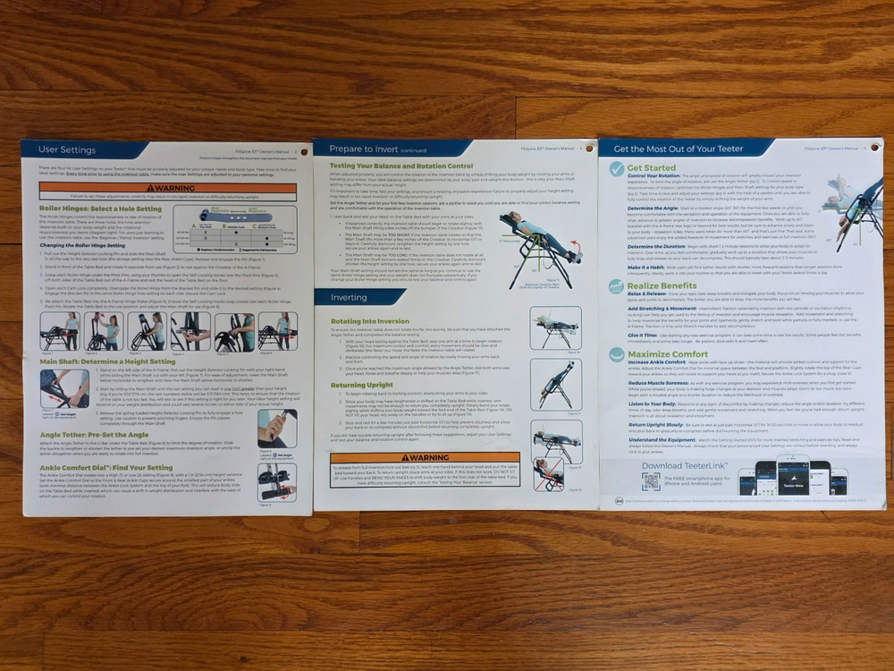 Teeter FitSpine X3 Inversion Table Easy Adjust Positions & Ankle Lock, Excellent