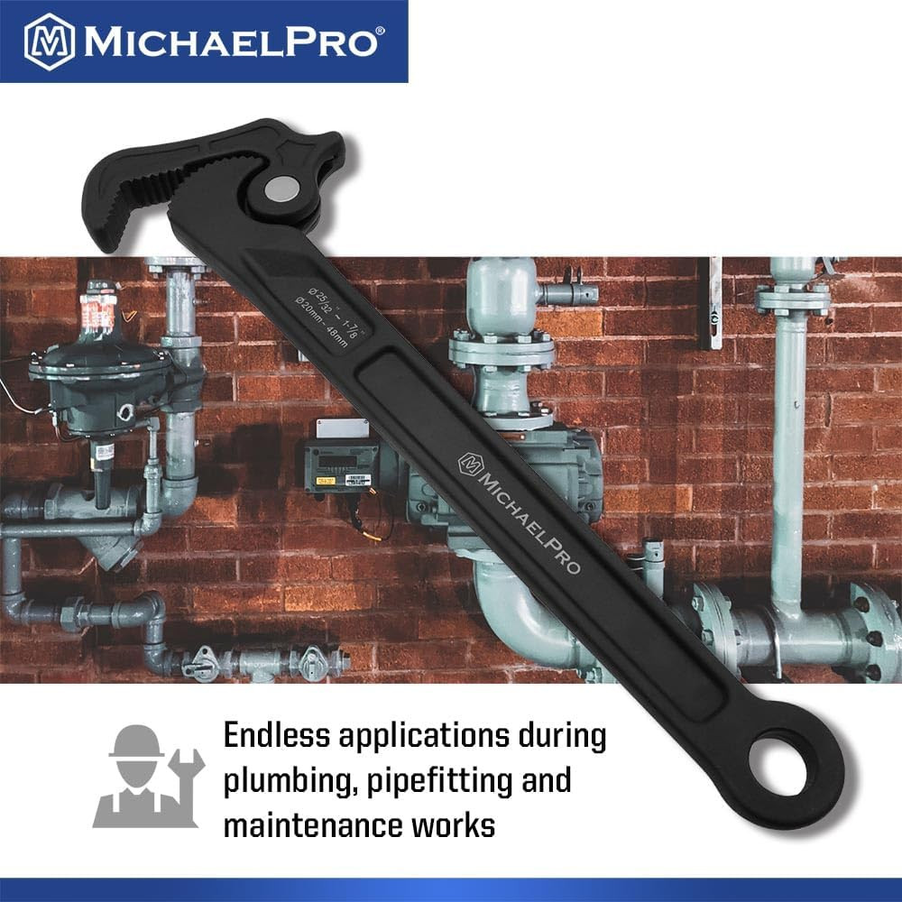 Self Adjusting Pipe Wrench, 14 Inch Multi-Function Spanner Adjustable Plumbing W