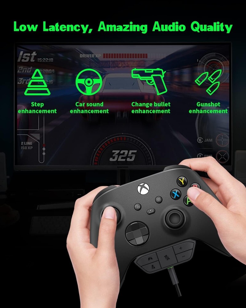 Durable Xbox Stereo Adapter with Free Thumbgrips - Low Latency Gaming Solution