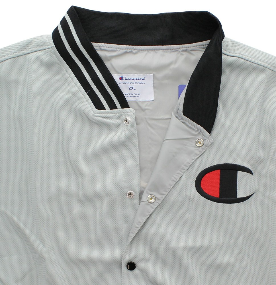 Champion Men's Varsity Track Jacket Big & Tall Snap Closure Pockets Script Logo