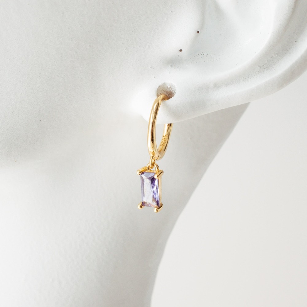 Purple Baguette Dangle Earrings