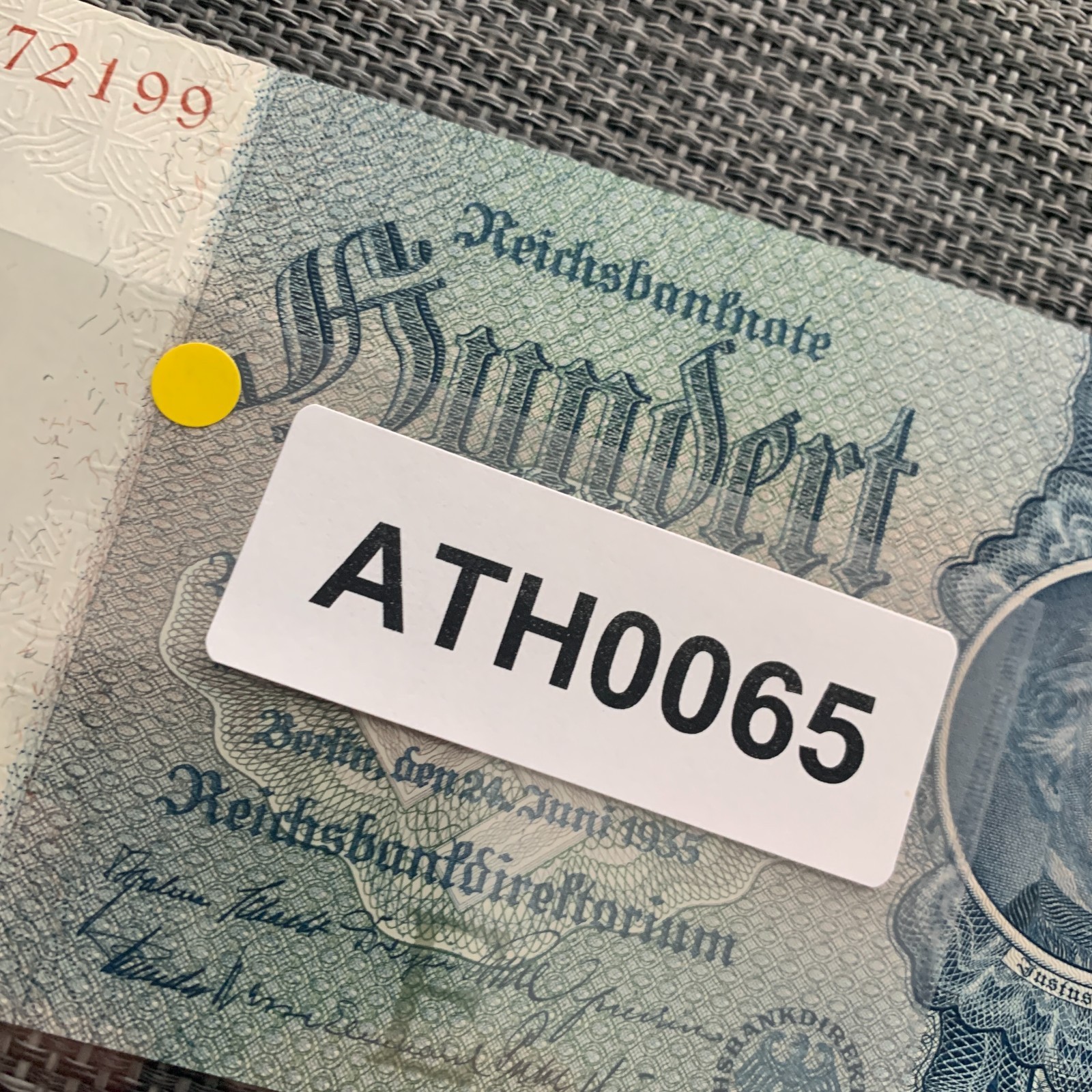 100 NAZI GERMAN Mark SWASTIKA Banknote (1935) P183 WWII, WW2 Currency Money