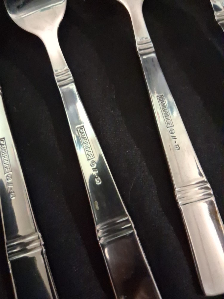 58 Pc Set Cambridge Braylen Mirror Stainless Bands Flatware Silverware