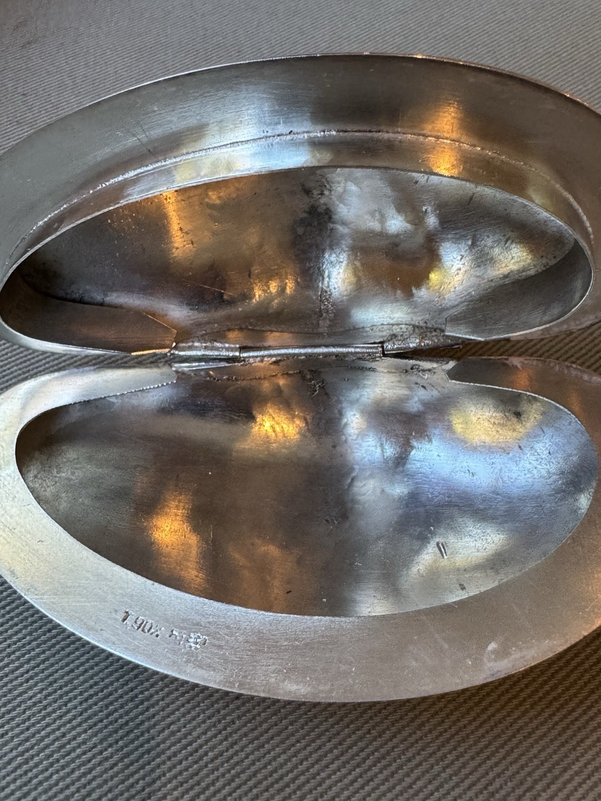 Antique Hallmarked Thailand? 90 Sterling Silver 4.25” Hinged Clam Shell Box