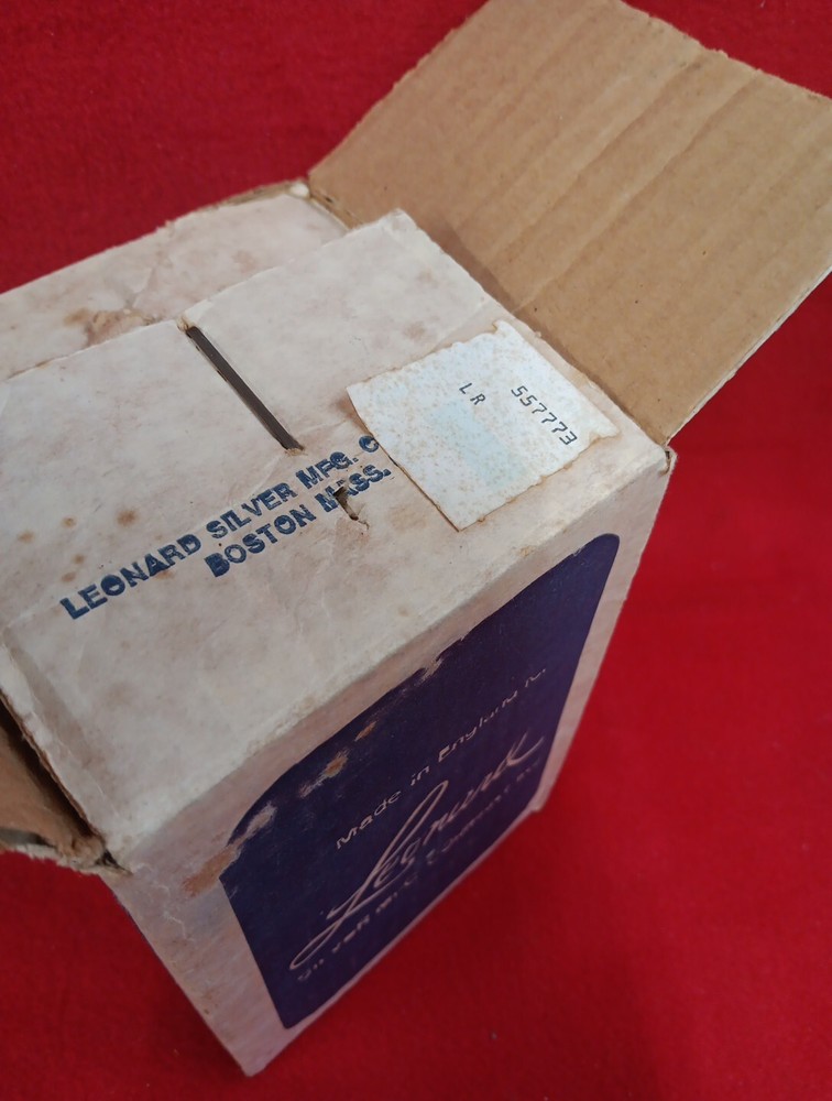 Sheffield England Glass & Silver Plate Sugar Bowl W/Suspended Spoon Original Box