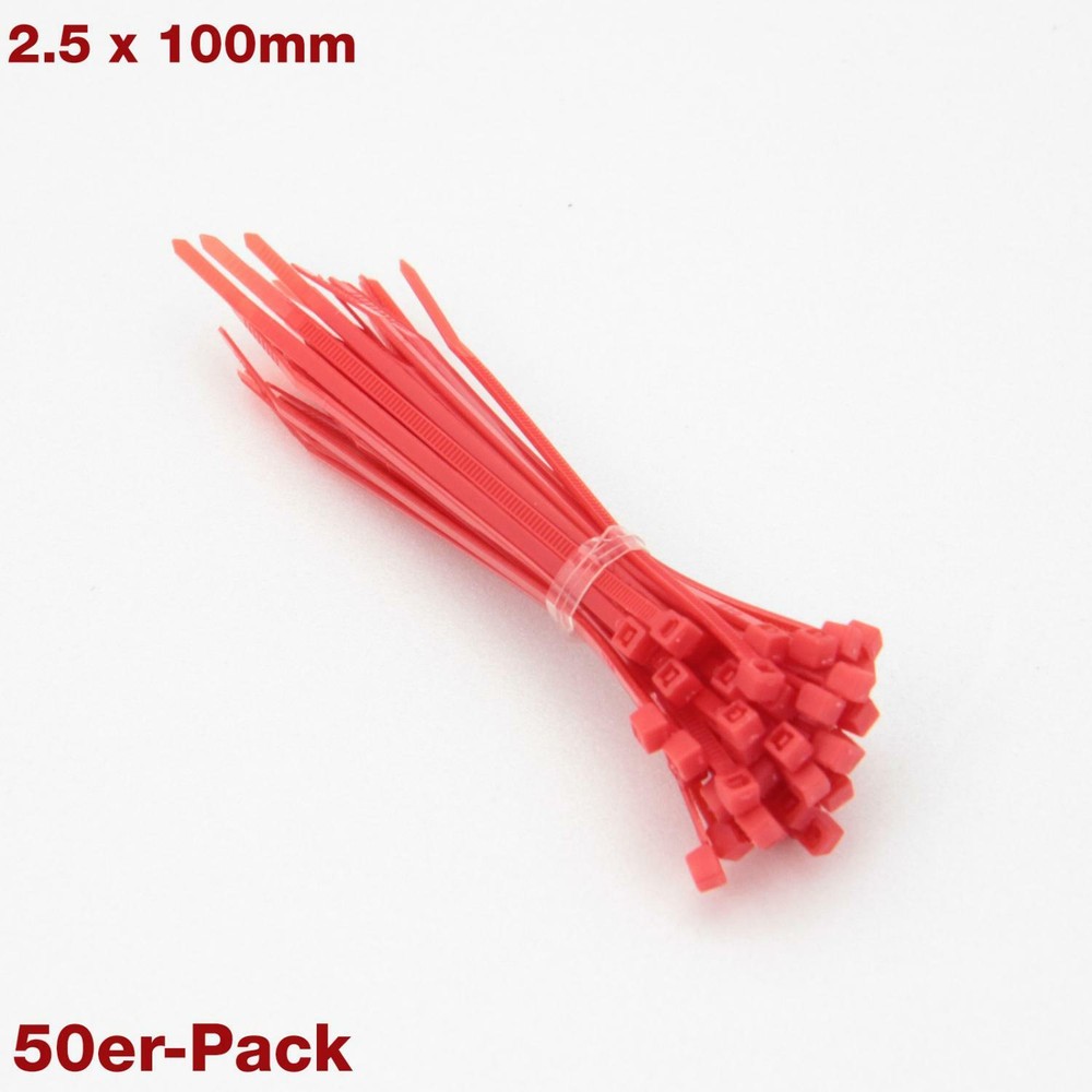 50x Pack Cable Ties Color 100mm 2.5 Cable Organizer Red