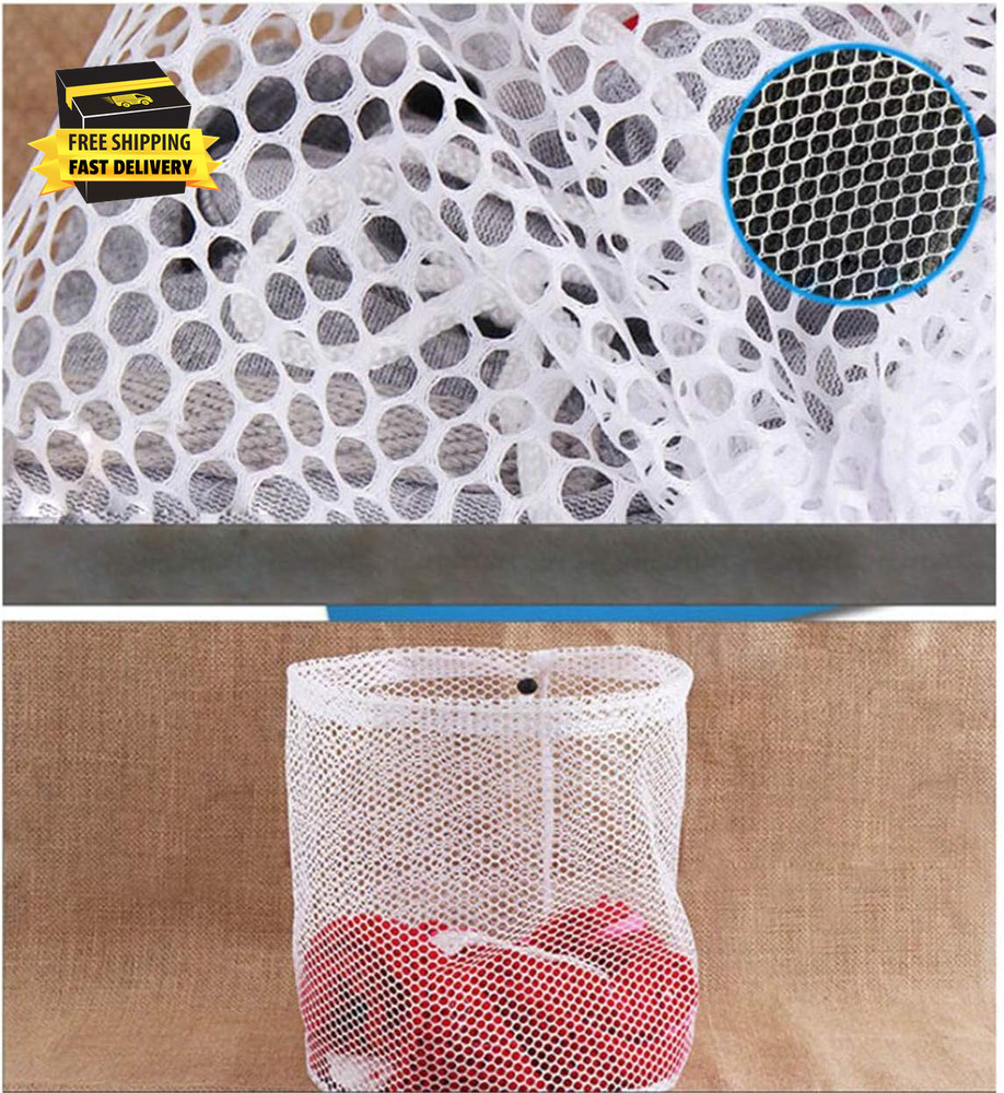 Premium Fine Mesh Laundry Bag - Sturdy White Mesh Material with Drawstring Closu